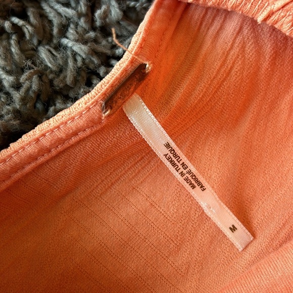 Free People Violet Grapefruit Texture Square Neck Balloon Sleeve Mini Dress Med - Picture 12 of 16